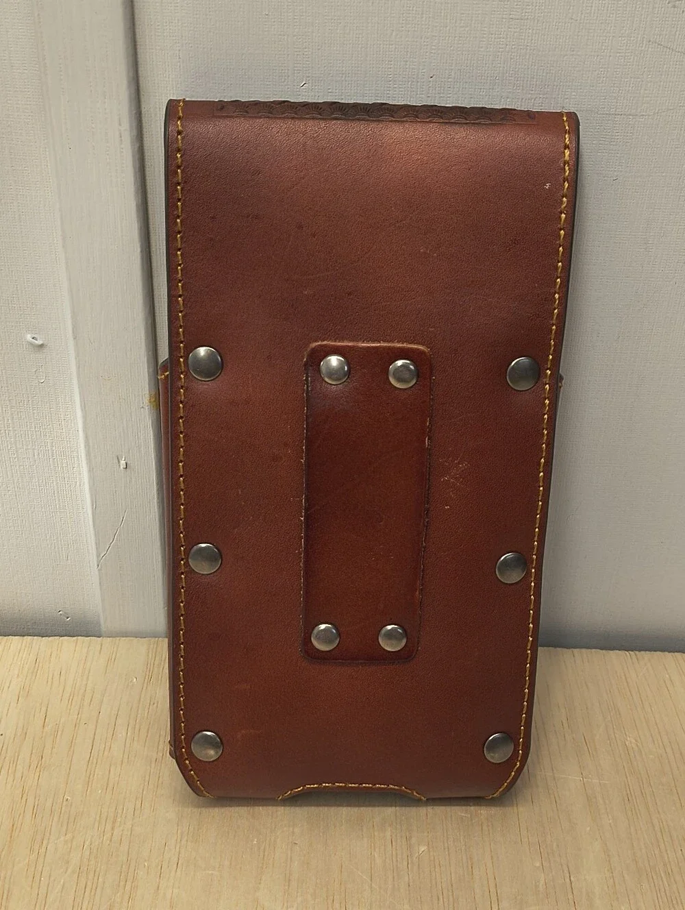 Horse Western Genuine Leather Phone Holster Handtooled Brown XLARGE